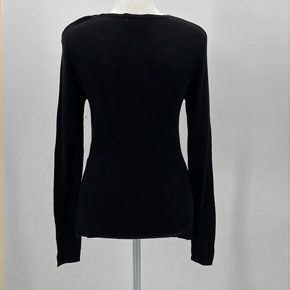 14th & Union Surplice Rib Knit Sweater in Black - NWOT - Size Small - Picture 3 of 5